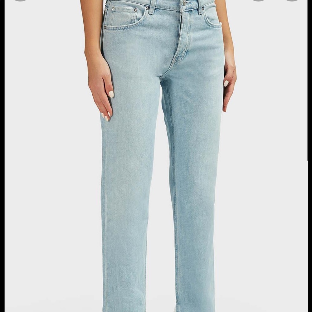 GANNI Straight Fringed Blue Jeans